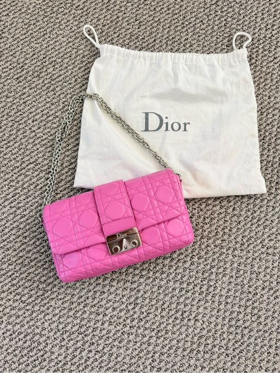 Dior Handbags - Dior Miss Dior Pink Cannage Leather Chain Bag Silver Hardware